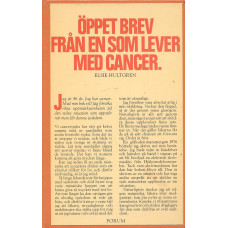 Öppet brev från en
som lever med cancer